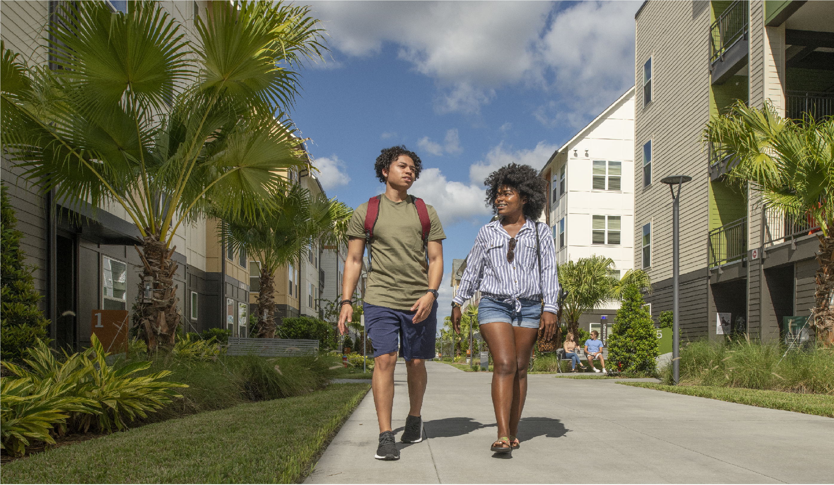 Walking outside at Flamingo Crossings Village